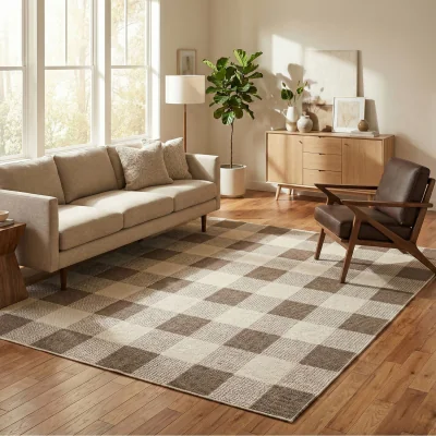 The Range Azura Check Rug - Brown / 160cm