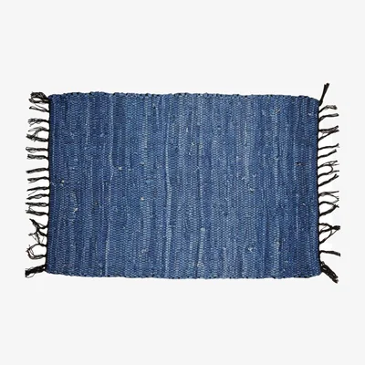 The Range Rag rug Recycled leather  - blue