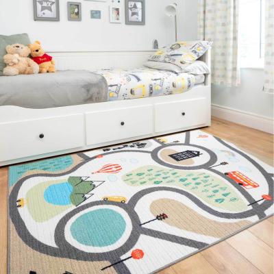 The Range Kids Roads City Play Mat Soft Non Slip Washable Bedroom Rug - Multicolour  / 190 x 130cm