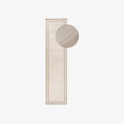 The Range The Rugs Carmel Bordered Textured Runner - Cream-Beige