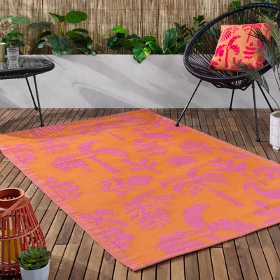 The Range Marula OutdoorIndoor 100 Recycled Rug - Orange/Pink