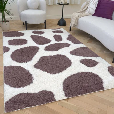 The Range The Rugs Moodi Pebbles Design Patterned Shaggy Runner - Purple