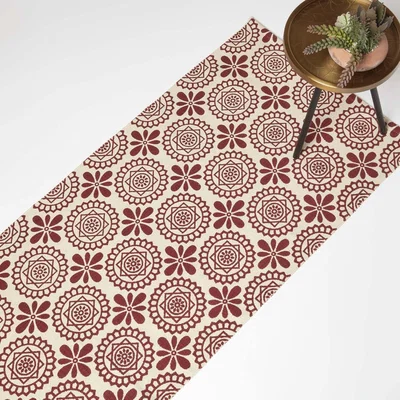 The Range Cassia Red Handwoven Cotton Geometric Rug - Red / 200cm