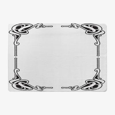 The Range Decorative Border Designer Rug - White / 200cm