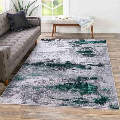 The Range Emperor Onyx Modern Grunge Sprayed Abstract Area Rugs - Aqua / 290cm