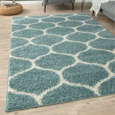 The Range Myshaggy Collection Trellis Design Rug - Duck Egg Blue / 240x340 cm Rectangle - Duck Egg Blue