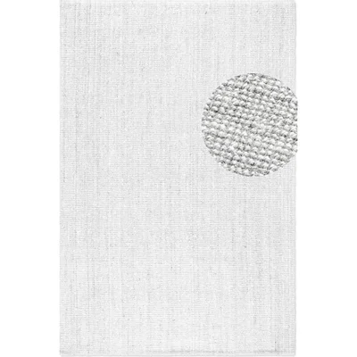 The Range Hanse Home Boucle Jaipur Jute Plain Rug White - White / 150.0cm / 80.0cm
