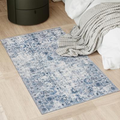 The Range Vintage Rug Amara - faded design, machine washable, non-slip - Blue / 150cm