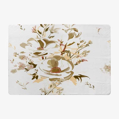 The Range Golden Flower Print Designer Rug - Yellow / 200cm