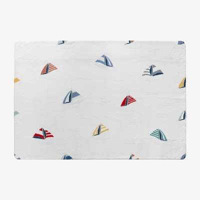 The Range Striped Sailboats Rug - White / 110cm
