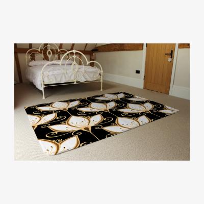 The Range Black  Gold Floral Pattern Rug - Gold / 230cm