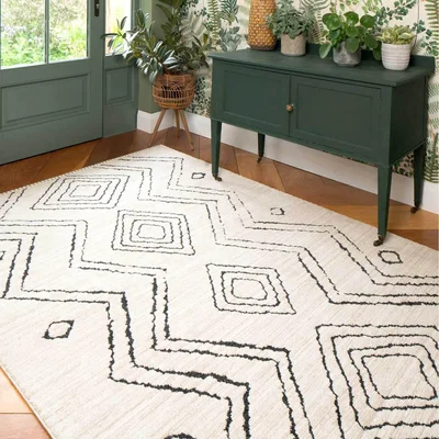 The Range Cream Geometric Berber Rug - Cream / 330 x 240cm