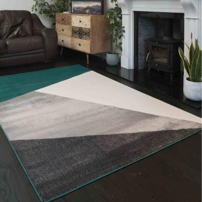 The Range Emerald Green Grey Super Soft Abstract Geometric Area Rug - Emerald Green / 170 x 120cm