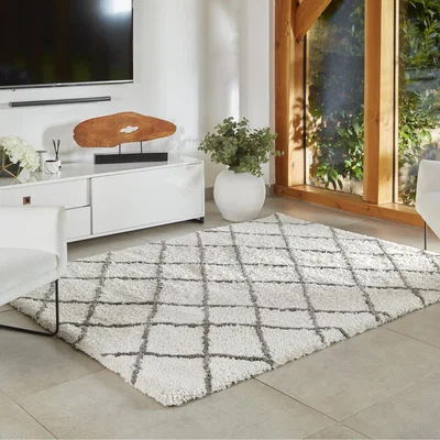 The Range Artisan Diamond White  120x170 - White and Grey