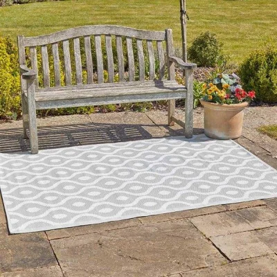 The Range Outdoor Patio Rugs - Grey,White