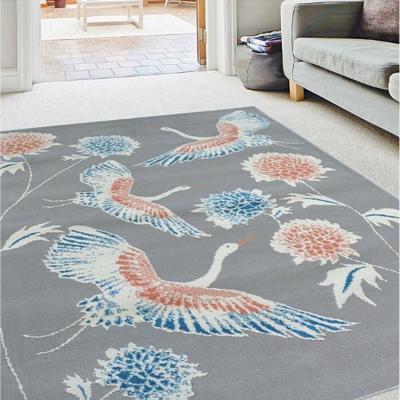 The Range Colourful Bird Print with Grey Contemporary Area Rugs - Dorsey - Grey