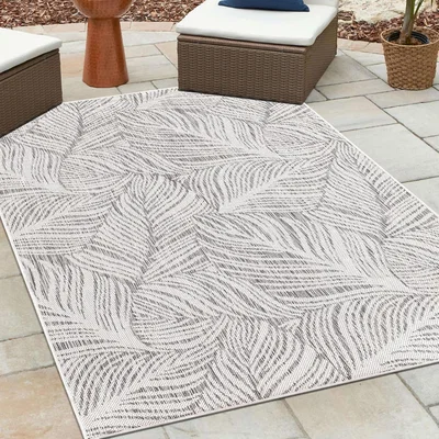 The Range Rhode Island Palm Rug - Grey / 120cm