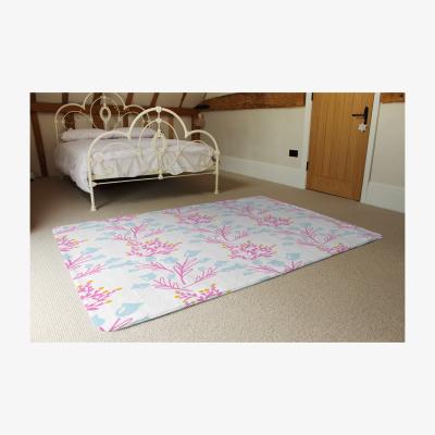 The Range Pink  Blue Flower Design Rug - Pink / 230cm