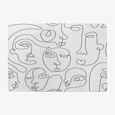 The Range Line Drawing Of Faces Designer Rug - White / 200cm