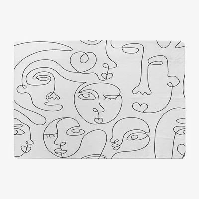 The Range Line Drawing Of Faces Designer Rug - White / 200cm
