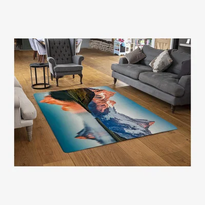The Range Fantastic Evening Panorama Of Bachalp Lake Designer Rug - Blue / 110cm