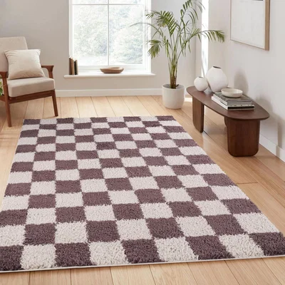 The Range Chester Modern Living Room Shaggy Area Rug - Lilac / 170cm