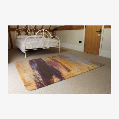 The Range Abstract Grunged Paint Rug - Orange / 230cm