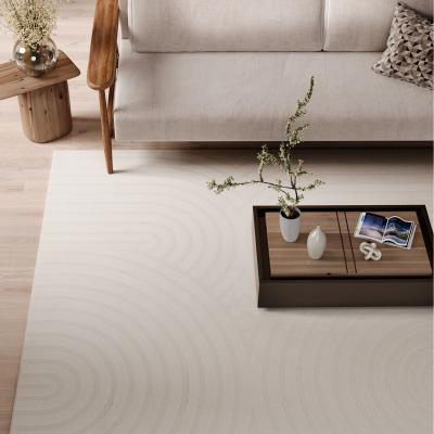 The Range Beige Retro Grooved Rug - Soft cream with neutral beige accents / 190cm
