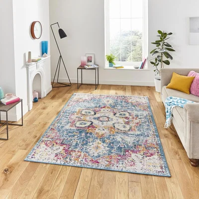 The Rug Seller Boston G0532 Rugs in Blue Fuschia