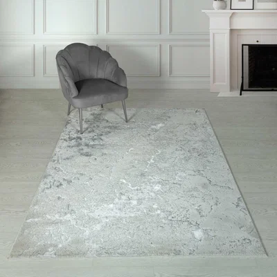 The Rug Seller Aurora Solar AU03 Marble Rugs in Silver Grey