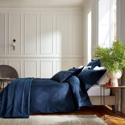 The Rug Seller Osaka Jacquard Geometric Bedding in Midnight Blue&nbsp;220x260cm