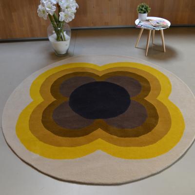 The Rug Seller Sunflower Circle Rugs 60006 in Yellow by Orla Kiely&nbsp;150x150cm