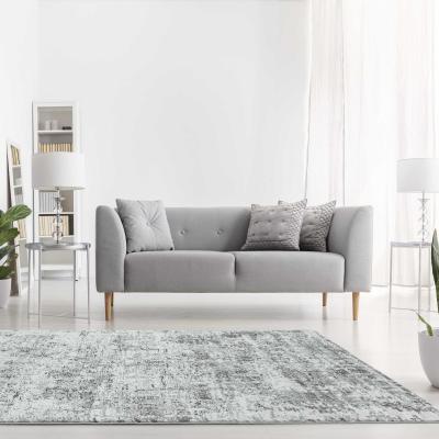The Rug Seller Orion Abstract Metallic Rugs in OR05 Silver Grey
