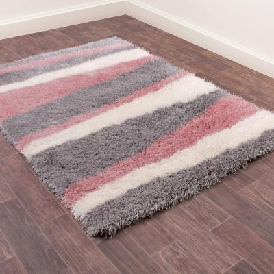 The Rug Seller Boston Lightning Stripe Shaggy Rug in Blush Pink&nbsp;80x150cm