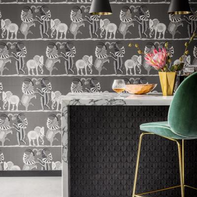 The Rug Seller Safari Dance Wallpaper 8039 by Cole & Son in Charcoal GreyRoll