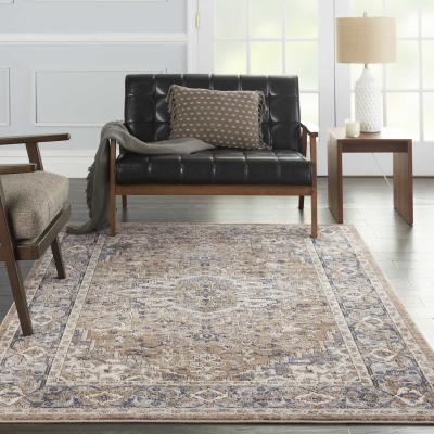 The Rug Seller Quarry QUA05 Abstract Distressed Rugs  in Beige Grey by Nourison