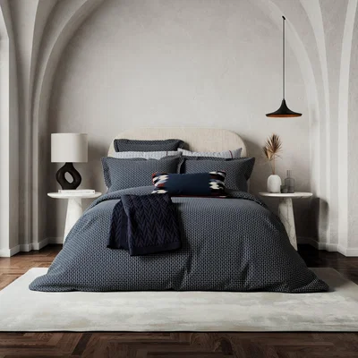 The Rug Seller Aruni Textured Weave Bedding by Bedeck of Belfast in Midnight Blue&nbsp;220x230cm