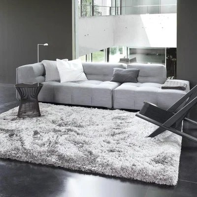The Rug Seller Uni Adore Shaggy Rugs 207 001 920 in Silver by Ligne PurePure