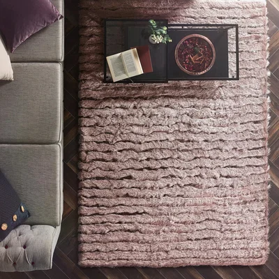 The Rug Seller Carved Glamour Shaggy Rugs in Adobe Rose Pink By Origins