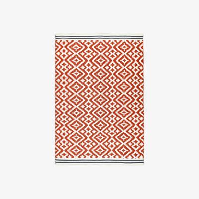 The Rug Seller Aztec Geometric Outdoor Rugs in Terracotta Grey200x290cm