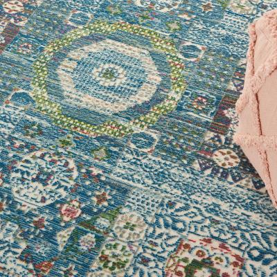 The Rug Seller Ankara Global Circular Rugs ANR17 in Ivory Light Blue