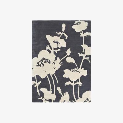 The Rug Seller Floral 300 Rugs 039604 in Charcoal by Florence Broadhurst