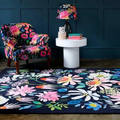 The Rug Seller Zinnia 16505 Floral Rug in Black Multi by Bluebellgray
