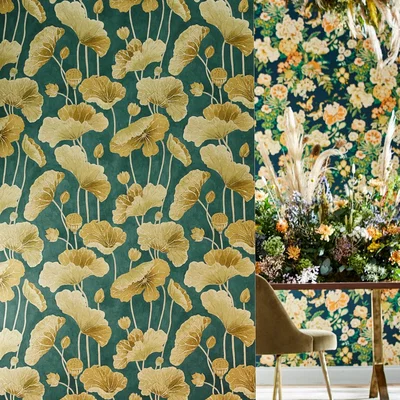 The Rug Seller Lotus Leaf Wallpaper 217127 by Sanderson in Midnight Copper&nbsp;Roll