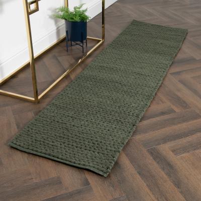 The Rug Seller Anise Chunky Knit Wool Runner Rugs in Green60x230cm