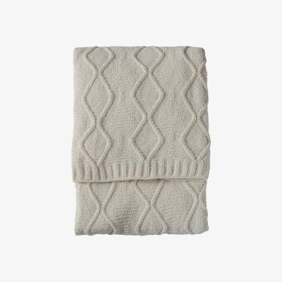 The Rug Seller Chenille Knit Cable Kilburn & Scott Throw in Cream130x170cm