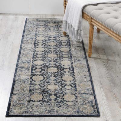 The Rug Seller Malta MAI09 Traditional Runner Rugs by Kathy Ireland in Navy Blue