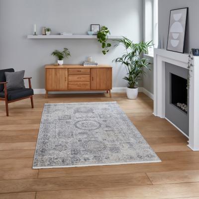 The Rug Seller Athena 18599 Traditional Tassel Rugs in Grey&nbsp;160x220cm