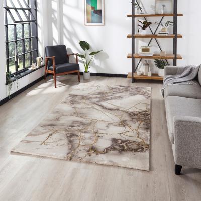 The Rug Seller Craft 23270 Marble Effect Rugs in Beige Gold
