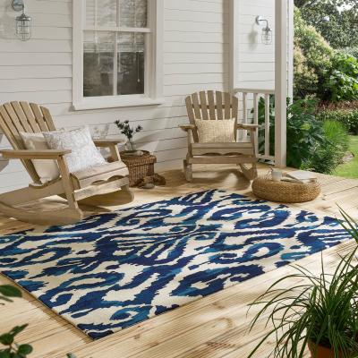 The Rug Seller Kasuri Indoor Outdoor Rugs 446208 by Sanderson in Indigo